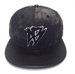 Snap-Back Acid Wash Black Leather - Afterbang Clothing